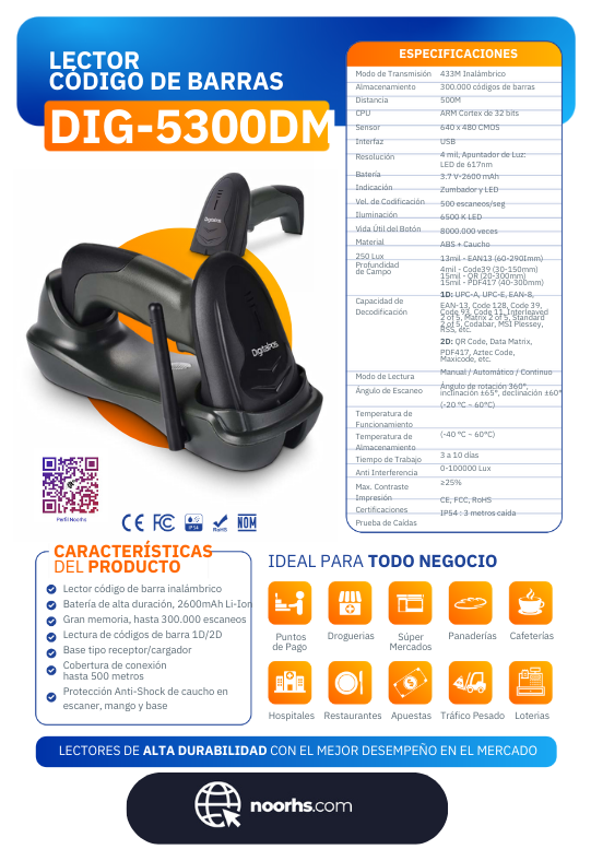 LECTOR CODIGOS DE BARRAS DIG-5300DM