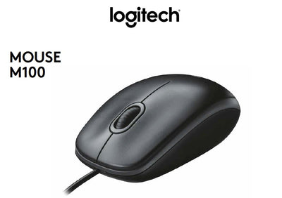 Mouse Logitech M100 - USB - Óptico - 3 Botón(es) - Negro - 1 - Cable - 1000 dpi - Rueda de desplazamiento - Simétrico
