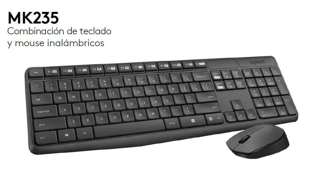 TECLADO MOUSE LOGITECH MK 235 WRLS NEGRO USB