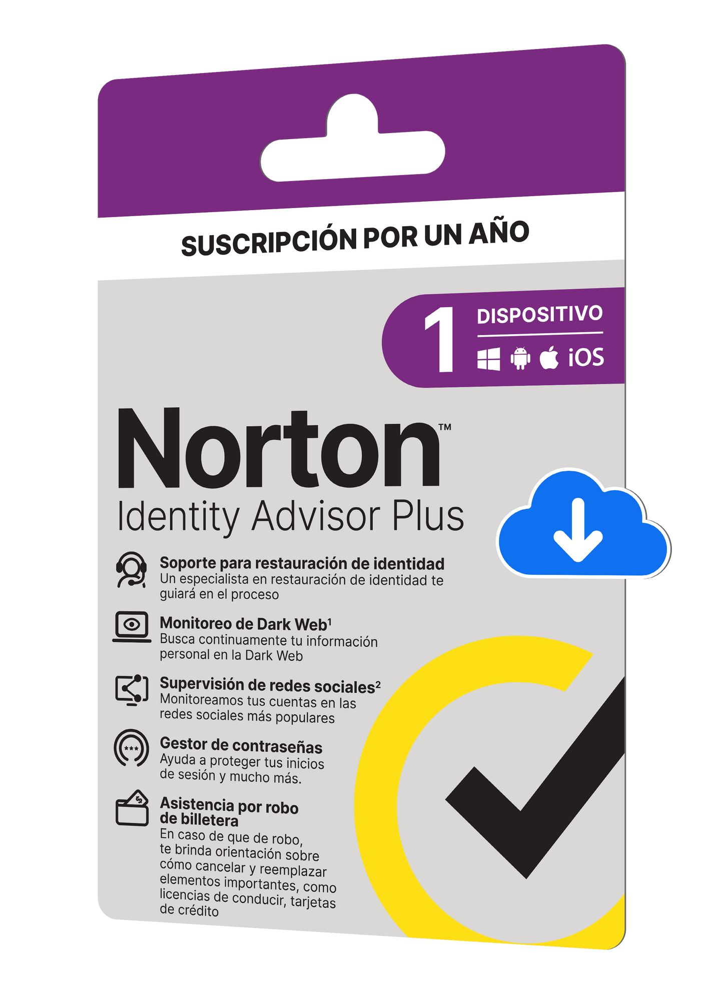 NORTON ID ADVISOR PLUS PWM NO INSURANCE FOR MX LA 1 USER 1 DEVICE RET 12MO KOD ESD N/S