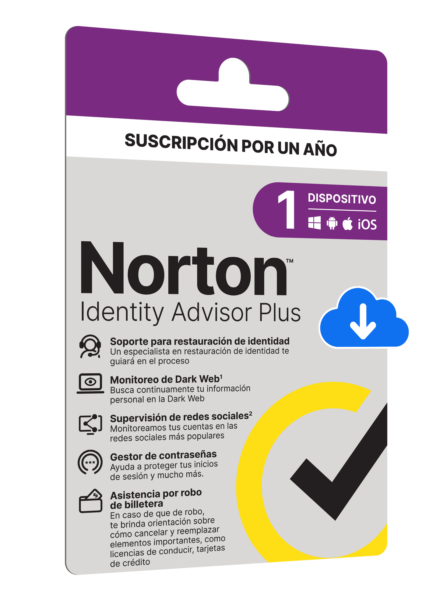 NORTON ID ADVISOR PLUS PWM NO INSURANCE FOR MX LA 1 USER 1 DEVICE RET 12MO KOD ESD N/S