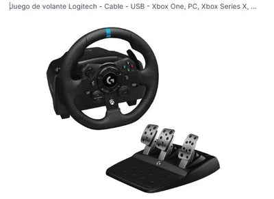 Volante Logitech - Cable - USB - Xbox One, PC, Xbox Series X, Xbox Series S - Negro