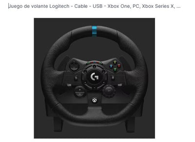 Volante Logitech - Cable - USB - Xbox One, PC, Xbox Series X, Xbox Series S - Negro