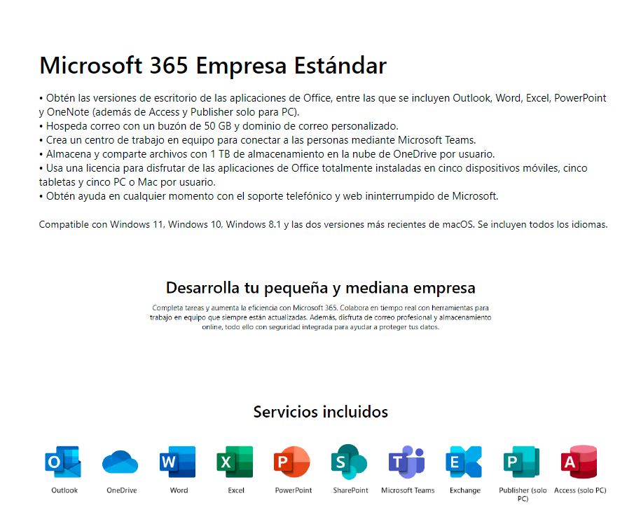 Microsoft 365 Business Standard ESD, Suscripción anual, 1 usuario (5 Dispositivos), Multilenguaje, Descargable