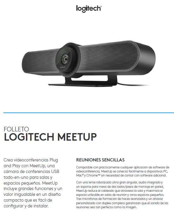 CAMARA LOGITECH MEET UP, 4K, MOTORIZADA 5X ZOOM