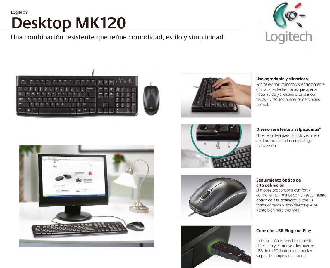 TECLADO/MOUSE LOGITECH MK120 NEGRO USB PC
