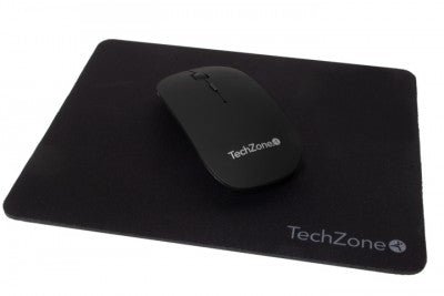 Mouse Inalámbrico Recargable con Mousepad TECHZONE TZ18MOUINAMP-NG, Negro, Inalámbrico, 800 - 1600 DPI - NOORHS Latinoamérica, S.A. de C.V.