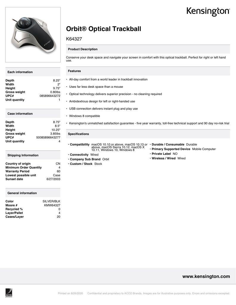 Trackball óptico Orbit Mac/Pc - NOORHS Latinoamérica, S.A. de C.V.