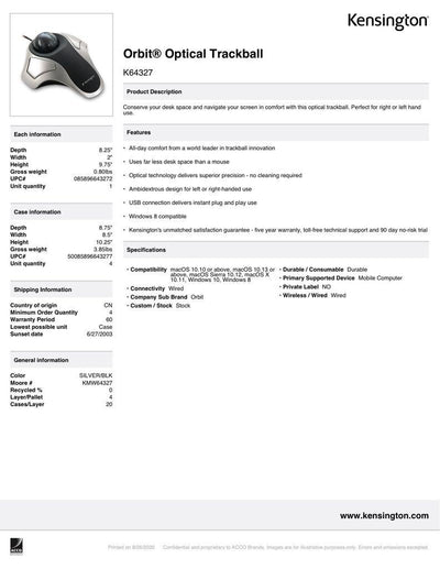 Trackball óptico Orbit Mac/Pc - NOORHS Latinoamérica, S.A. de C.V.