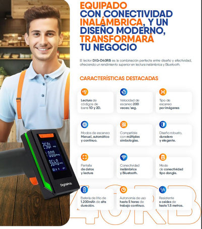 LECTOR CODIGO DE BARRAS DIGD40RB (2D / INH / BT)