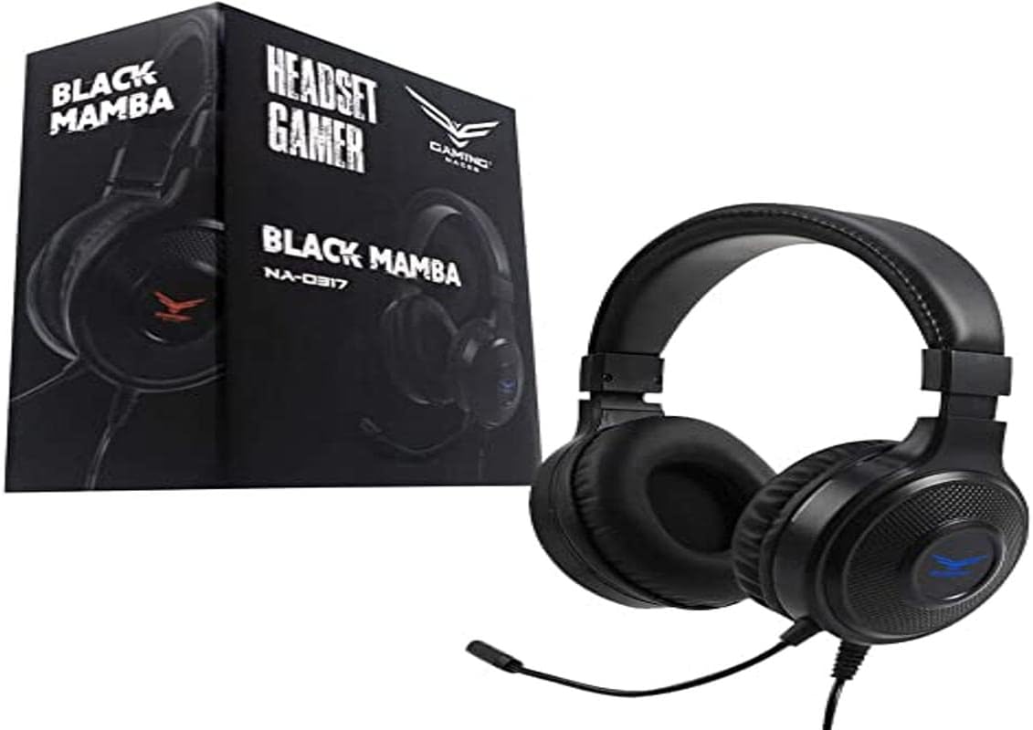 DIADEMA GAMER BLACK MAMBA NEGRA ILUMINACION LED PLUG PLAY