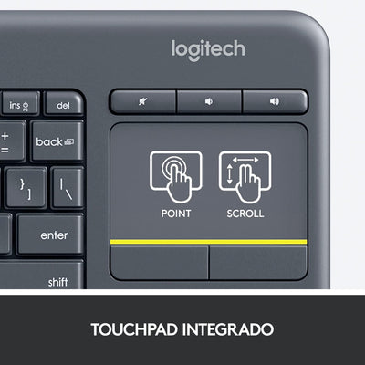 TECLADO LOGITECH K400 PLUS TOUC INALAMBRICO UNIFYING WIN7/WIN8