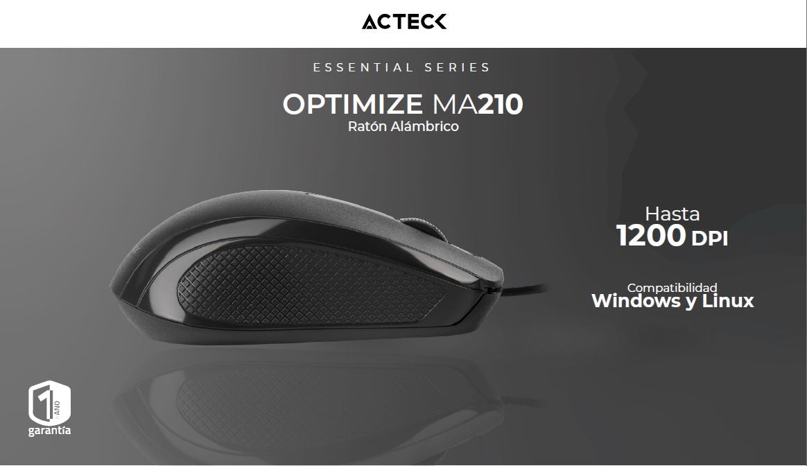 MOUSE ACTECK ALMBRICO OPTIMIZE ACCS MA210 1200 DPI 2 BOTONES
