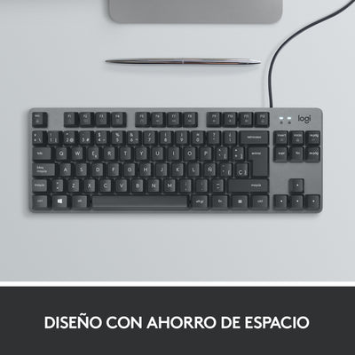 Teclado Logitech K835 TKL, Alámbrico, USB, Gris (Español)