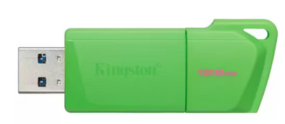 USB 3.2 MEMORIA KINGSTON 128GB DT EXODIAM CON TAPA MÓVIL VERDE NEON