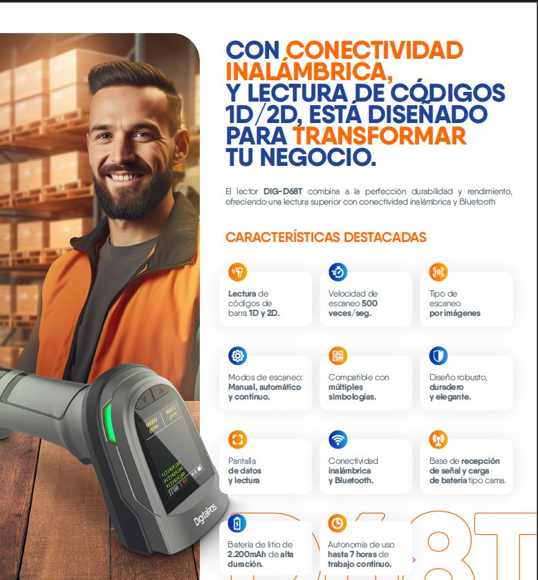 LECTOR DE CODIGO DE BARRAS  DIG-D68T