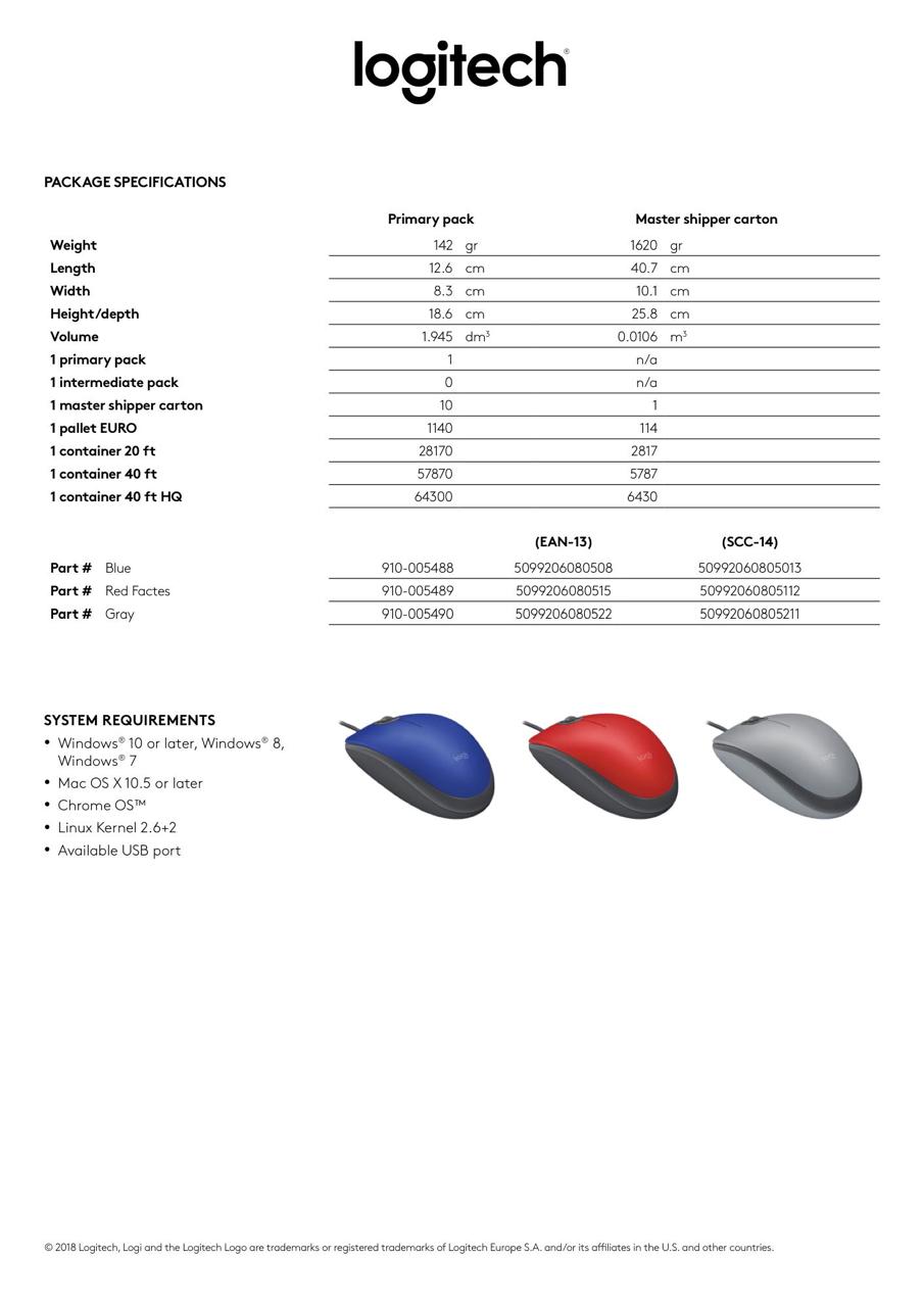 Logitech Mouse M110 Silent Blue con cable
