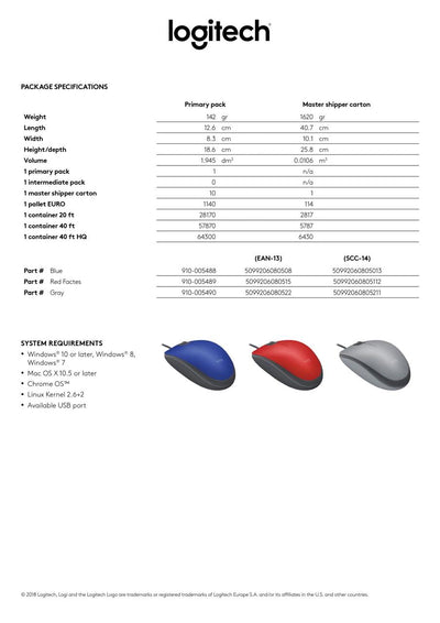Logitech Mouse M110 Silent Blue con cable