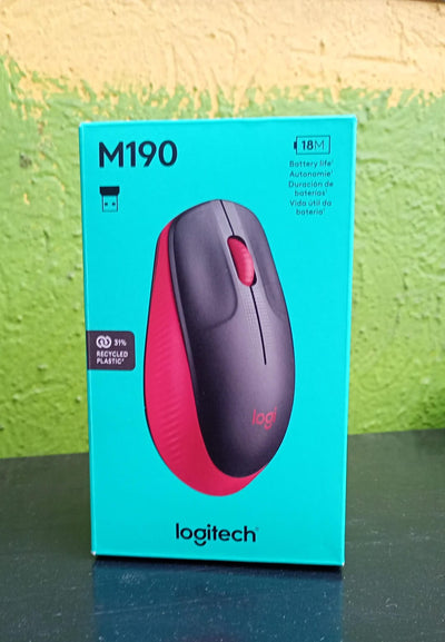 MOUSE INALAMBRICO M190 AMBIDIESWRLS DE TAMANO REGULAR COLOR ROJO