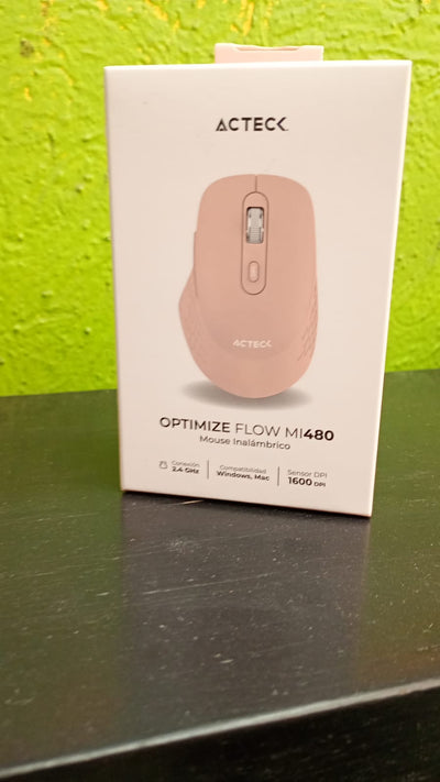 Mouse Acteck Inalámbrico Optimize Flow MI480 / 2.4 GHz / Hasta 1600 DPI / 5 Botones / Diseño Elegante / 2x Bat AAA Incluida / Advanced Rosa