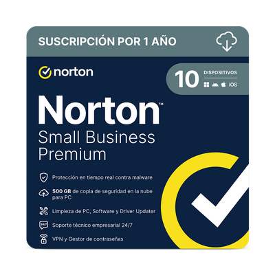NORTON SMALL BUSINESS PREMIUM ND 2.0 500GB LA 1 USER 10 DEVICE 12MO ESD