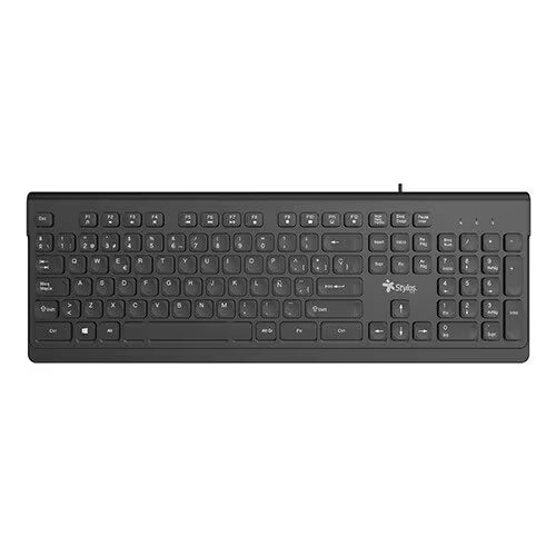 Teclado Alambrico Stylos Membrana 100% +104 Teclas+ Español +Conexión USB A+ 1.5m +Negro