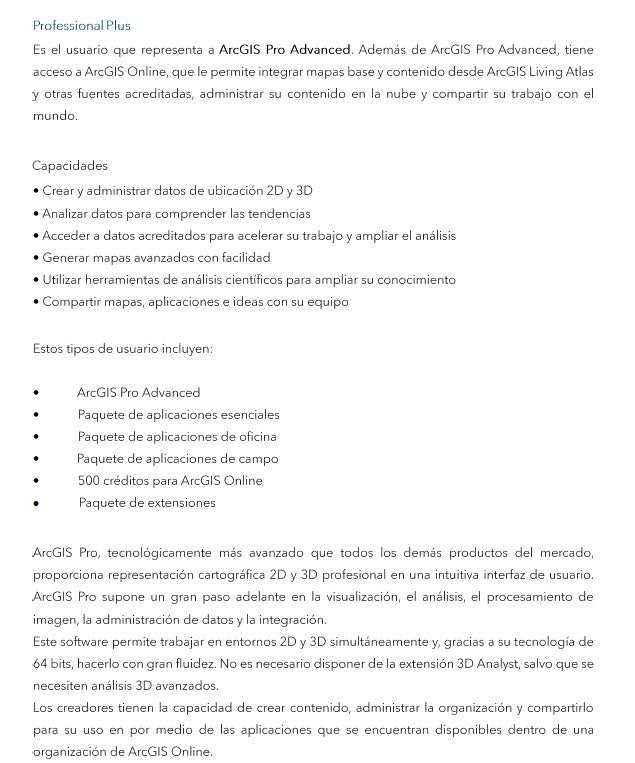 Arcgis Suscripción Anual Professional Plus Plus por 1 año incluye: ArcGIS Pro Advanced, ArcGIS Extensions y 1500 créditos