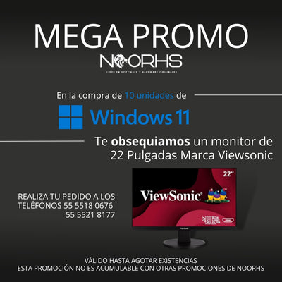 Windows 11 Pro - Licencia - 1 licencia OEM 64 BITS 10 piezas + Monitor 22 pulgadas de obsequio