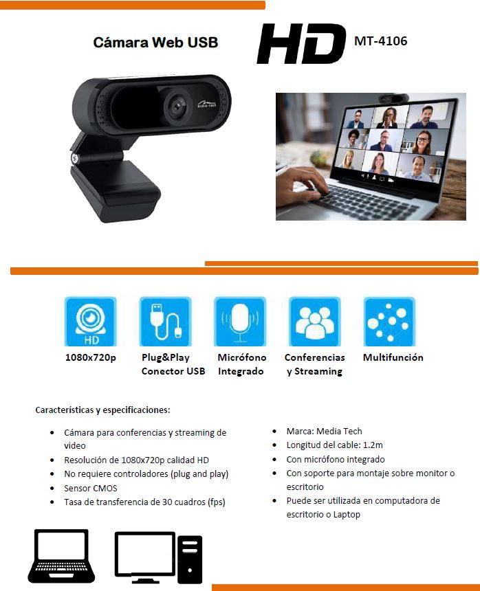CAMARA WEB USB RESOLUCION 1080 X 720P CALIDAD HD