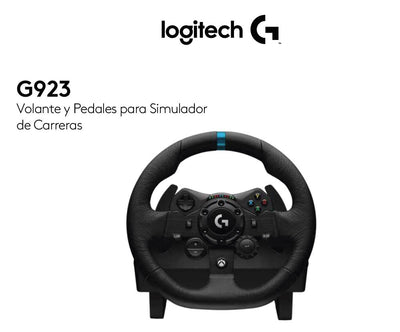 Juego de volante Logitech G923 - Cable - USB - Xbox One, PC, Xbox Series X, Xbox Series S - Negro