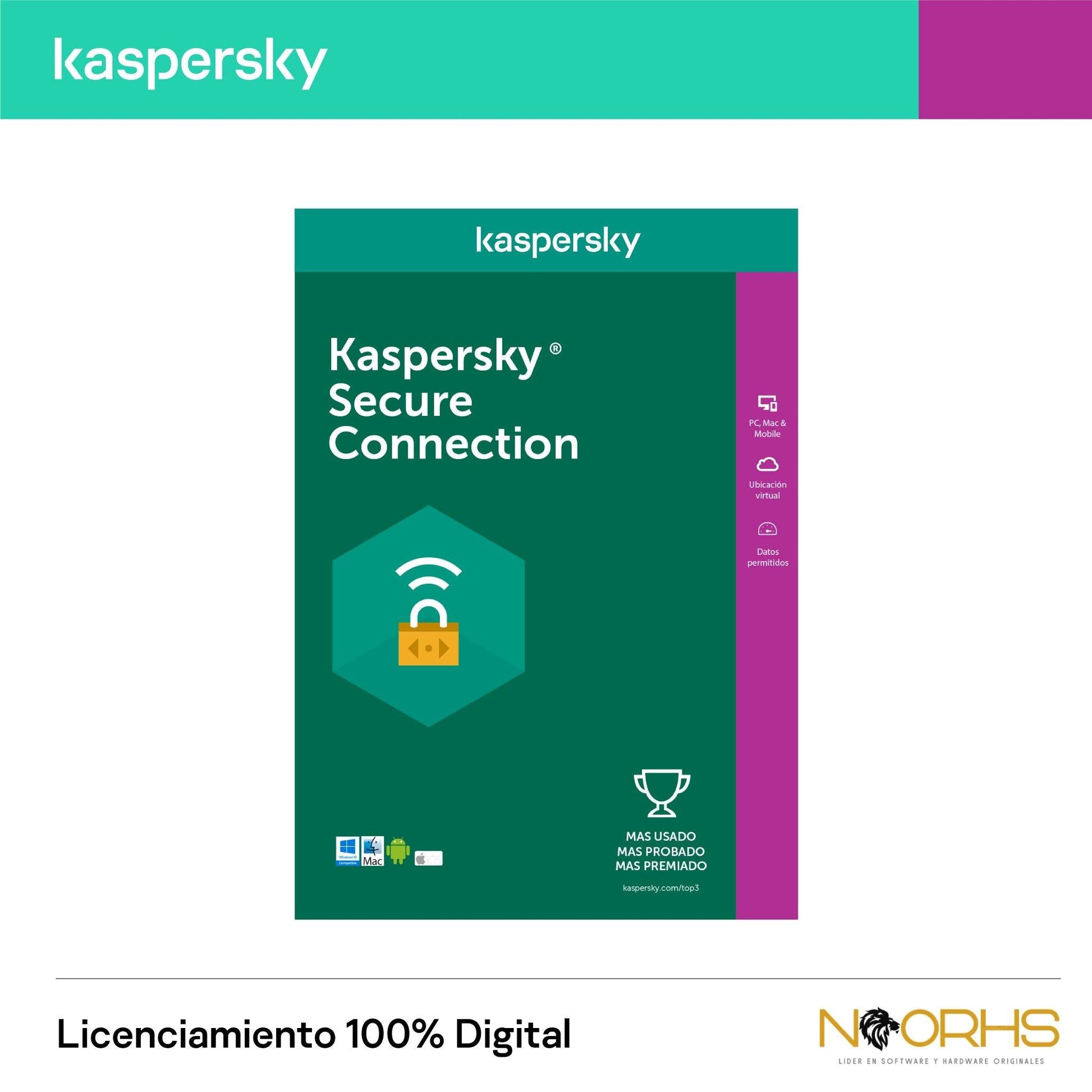 Kaspersky Secure Connection 1 Usuario 5 Dispositivos 1 Año base - NOORHS Latinoamérica, S.A. de C.V.