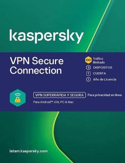 Kaspersky Secure Connection / 1 usuario 5 Dispositivos / 1 año / Renovación - NOORHS Latinoamérica, S.A. de C.V.