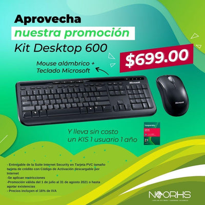 Kit alámbrico USB Teclado y Mouse optico 600 Lujo + KIS 1 usuario 1 año gratis - NOORHS Latinoamérica, S.A. de C.V.