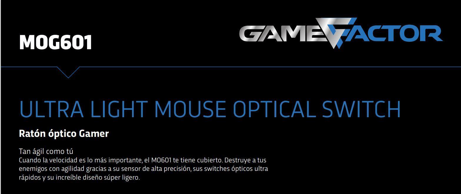 Mouse Game Factor MOG601 - Óptico - 7 Botón(es) - Negro - Cable - 16000 dpi - NOORHS Latinoamérica, S.A. de C.V.