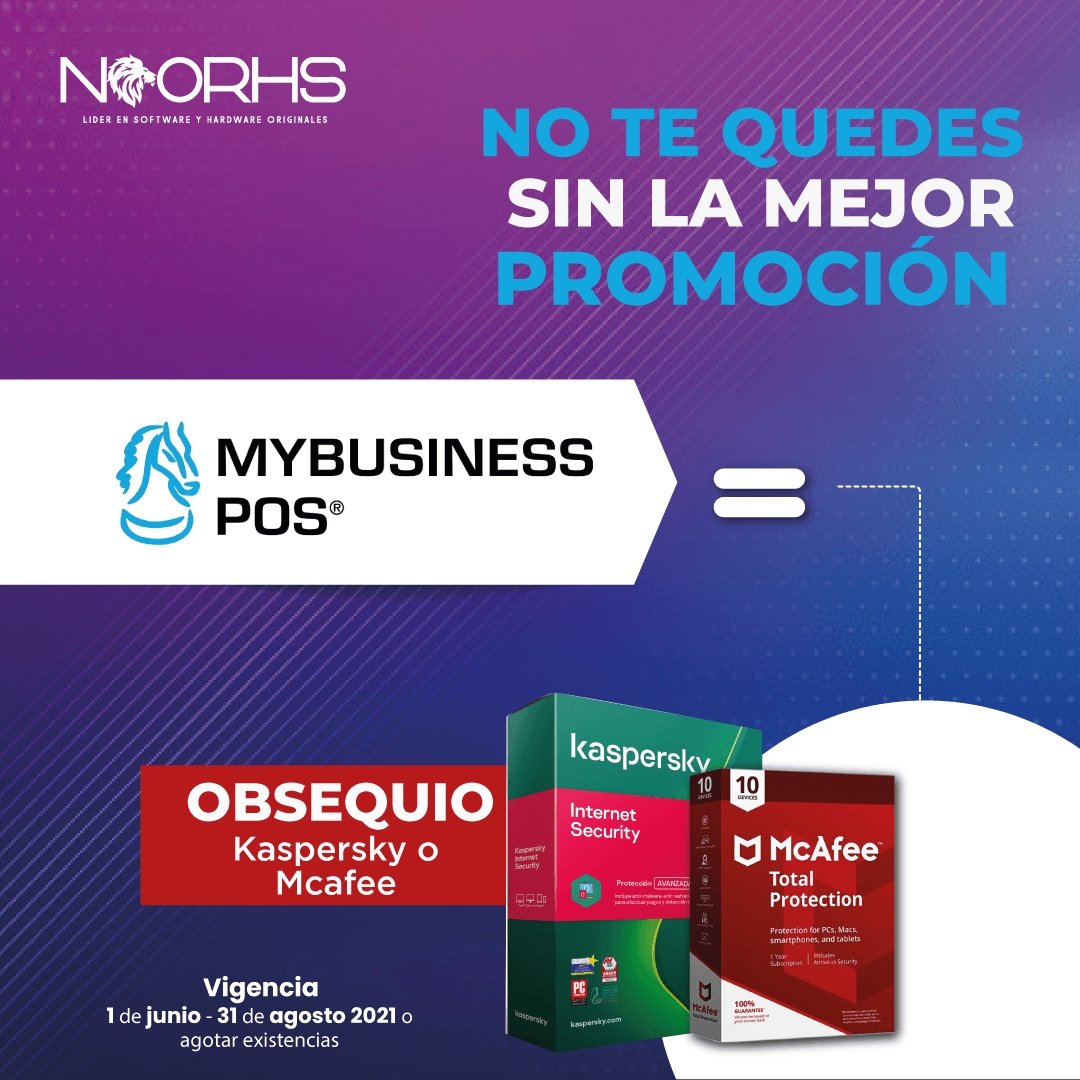 MYBUSINESS POS Renta de servicio anual en la nube (6GB) ESD 1 dispositivo + Antivirus de obsequio - NOORHS Latinoamérica, S.A. de C.V.